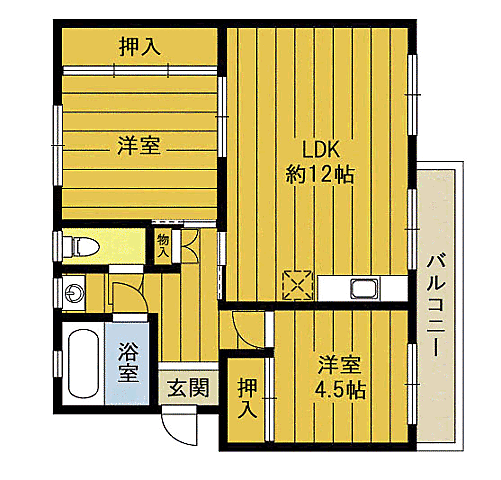 コートバイカル 102｜大分県大分市大字荏隈深河内(賃貸マンション2LDK・1階・55.44㎡)の写真 その2