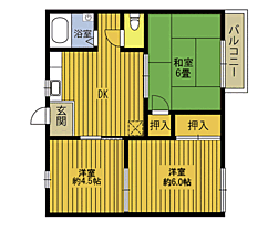 コーポ佐藤Ａ 202 ｜ 大分県大分市畑中１丁目（賃貸アパート3DK・2階・42.60㎡） その2