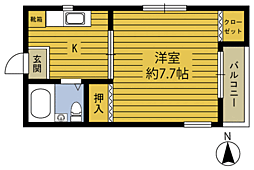 コーポかどや5 1Kの間取図画像