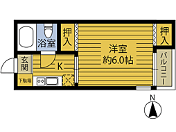 コーポかどや5 1Kの間取図画像