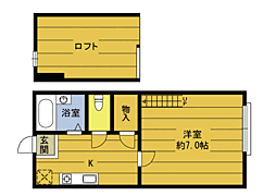 ヴィラージュ・ドウ・ノール参番館 1Kの間取図画像