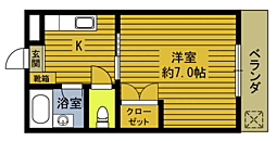 ボナールA 1Kの間取図画像