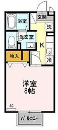 アネックス1 1Kの間取図画像