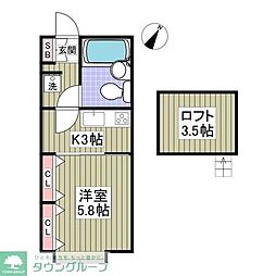 グレースアイル 1Kの間取図画像