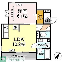 アメティスタ相模が丘 1LDKの間取図画像