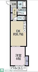 座間市相武台3丁目アパート 1DKの間取図画像