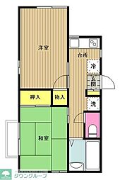 ハイツわたなべ 2Kの間取図画像