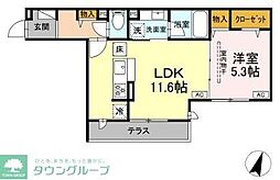 海老名市東柏ケ谷1丁目アパート 1LDKの間取図画像