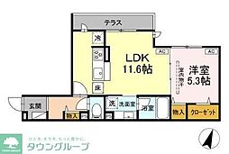 海老名市東柏ケ谷1丁目アパート 1LDKの間取図画像