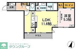海老名市東柏ケ谷1丁目アパート 1LDKの間取図画像
