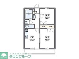 レオパレスネクスト 2DKの間取図画像