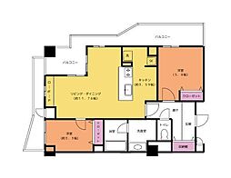 ルリエ本厚木住宅棟 2LDKの間取図画像