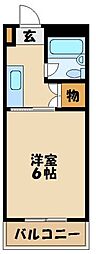 フジコーポかしわ台 1Kの間取図画像