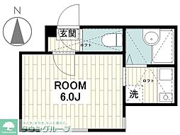 サザンリーフ中央林間2 1Kの間取図画像