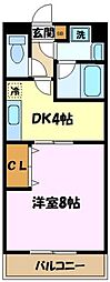 プレイシアヒルズ桜台壱番館 1DKの間取図画像