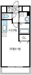 スタービレ海老名 ワンルームの間取図画像