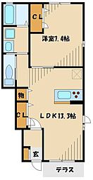 クローバー 1LDKの間取図画像