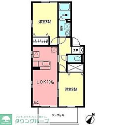 ルピナス二番館 2LDKの間取図画像