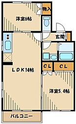 パレット妻田A 2LDKの間取図画像