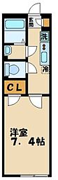 クレイノメゾンクリザンテムA 1Kの間取図画像