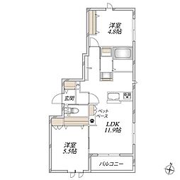 仮)入谷西3丁目メゾン 2LDKの間取図画像