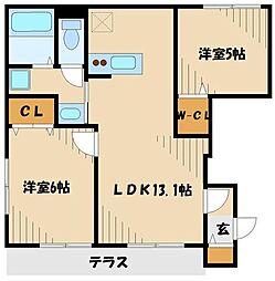 ヘーベルメゾンサクラ 2LDKの間取図画像
