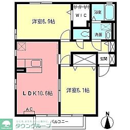 アンソレイユ 2LDKの間取図画像