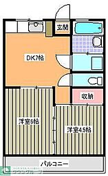 石田ハイツ 2DKの間取図画像