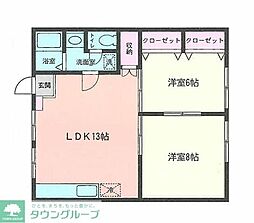 仲居ハイツ3 2LDKの間取図画像