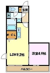 YBM 1LDKの間取図画像