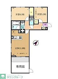 ルミエールK 2LDKの間取図画像