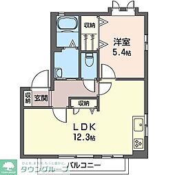 パストラル弐番館 1LDKの間取図画像