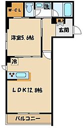 Fierte本厚木 1LDKの間取図画像