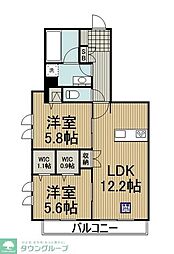 Ｃｈｌｏｅ　Ｗｅｓｔ 1階2LDKの間取り