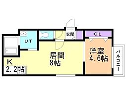 アリュール南6条 5階1LDKの間取り