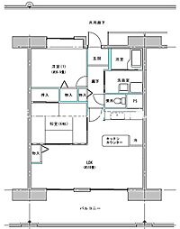 コーシャハイツ中野 2LDKの間取図画像
