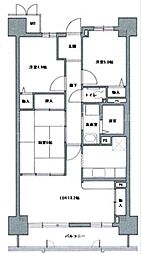 コーシャハイツ苅田 3LDKの間取図画像