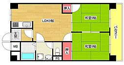 ロイヤルハイツ河田 2LDKの間取図画像