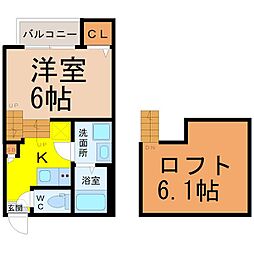 名鉄瀬戸線 瓢箪山駅 徒歩4分の賃貸アパート 1階1Kの間取り