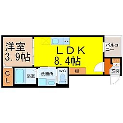 サニーガーデン黄金 1LDKの間取図画像