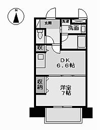 レーヴェスト志賀本通 1DKの間取図画像