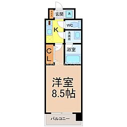 ルクレ新栄レジデンス 1Kの間取図画像