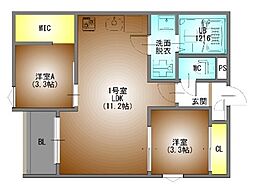 REGALEST serene鶴舞 2LDKの間取図画像