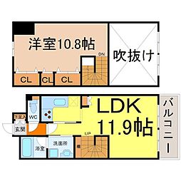 ラドーニ清水 1LDKの間取図画像