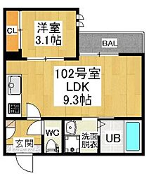 グランティック和 1LDKの間取図画像
