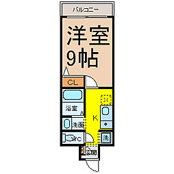 サンパティーク東片端 1Kの間取図画像