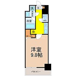 トレヴィ高岳 1Kの間取図画像