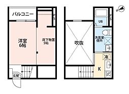 トータス鶴里 1Kの間取図画像
