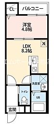 ウォーレン 1LDKの間取図画像