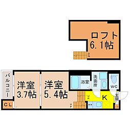 メサージュ八反 2Kの間取図画像